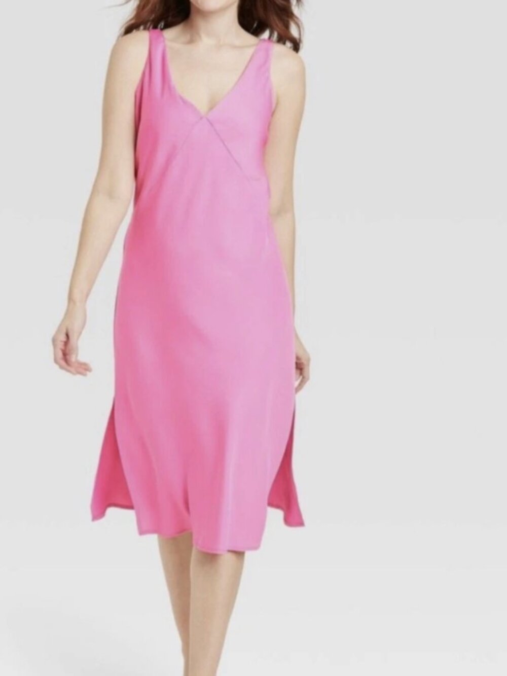 a new day Bright Pink V-Neck Midi Slip Dress - Picture 4 of 7